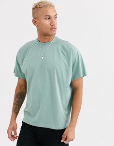 Зеленая oversized-рубашка с двойной окантовкой на вырезе ASOS DESIGN-Зеленый