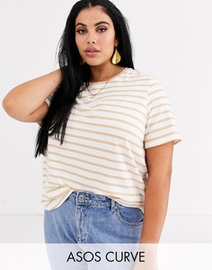 Футболка в полоску с круглым вырезом ASOS DESIGN Curve-Мульти