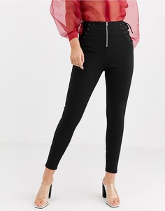 Брюки скинни со шнуровкой и контрастными строчками ASOS DESIGN-Черный