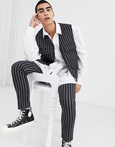 Черный жилет от комплекта в полоску ASOS DESIGN