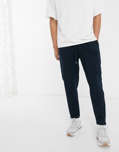 Черные суженные книзу джоггеры со складками ASOS DESIGN-Темно-синий