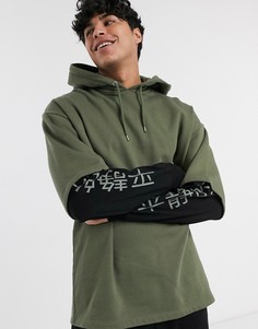 Oversized-худи с двухслойным дизайном и принтом ASOS DESIGN-Зеленый