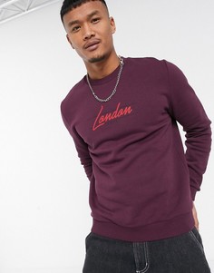 Бордовый свитшот с принтом ASOS DESIGN-Красный