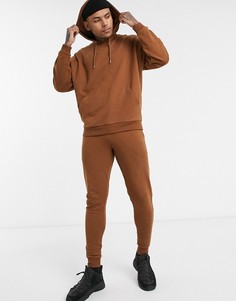 Коричневый спортивный костюм с худи ASOS DESIGN