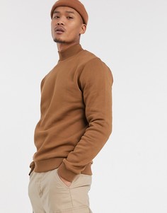 Коричневый свитшот с высоким воротником ASOS DESIGN