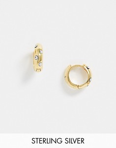 Серебряные позолоченные серьги-кольца со стразами ASOS DESIGN-Золотой