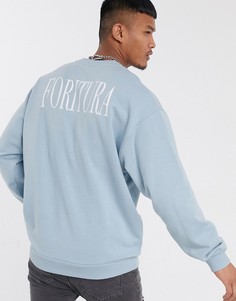 Синий oversize-свитшот с принтом на спине ASOS DESIGN