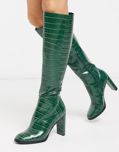 Зеленые сапоги с эффектом крокодиловой кожи ASOS DESIGN-Зеленый