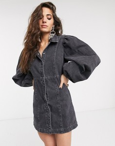Джинсовое платье мини Free People-Черный