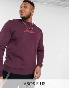 Бордовый свитшот с принтом ASOS DESIGN Plus-Красный