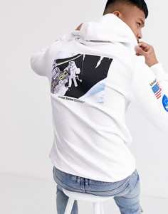 Худи белого цвета с принтом \"NASA\" Bershka-Белый