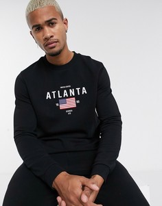 Черный спортивный костюм с флагом на груди ASOS DESIGN