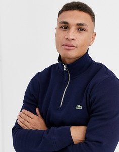 Темно-синий свитшот с молнией и логотипом Lacoste