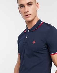 Футболка-поло с окантовкой Selected Homme-Темно-синий