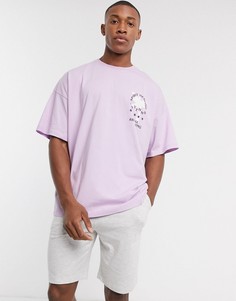Пижамные шорты и oversize-футболка лавандового и серого цвета ASOS DESIGN-Мульти