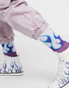Спортивные носки от комплекта с принтом языков пламени ASOS DESIGN-Мульти
