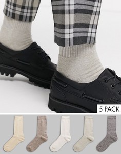 Набор из 5 пар носков в бежевых тонах ASOS DESIGN-Мульти