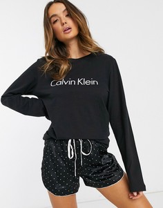 Черный хлопковый лонгслив Calvin Klein