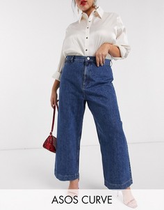Синие широкие джинсы с завышенной талией ASOS DESIGN Curve-Синий