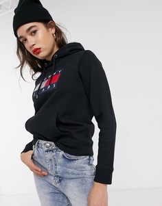 Худи с логотипом металлик Tommy Jeans-Черный