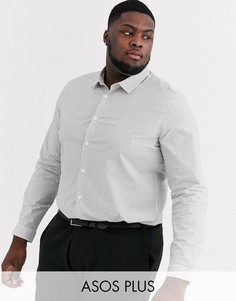 Рубашка узкого кроя в черно-белую клетку ASOS DESIGN Plus-Белый