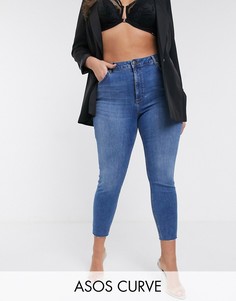 Синие джинсы скинни с завышенной талией ASOS DESIGN Curve Ridley-Синий