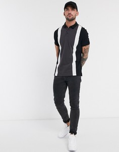 Темно-серое поло колор блок New Look-Серый