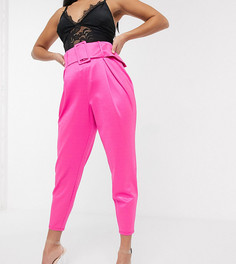 Брюки с ремнем и завышенной талией ASOS DESIGN Petite-Розовый