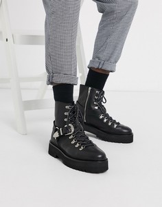 Черные ботинки со шнуровкой и пряжкой ASOS EDITION-Черный