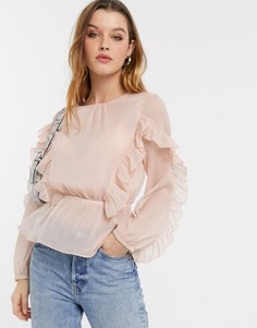 Розовая блузка с оборками River Island-Розовый