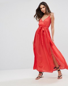 Пляжное платье макси с запахом ASOS DESIGN-Красный