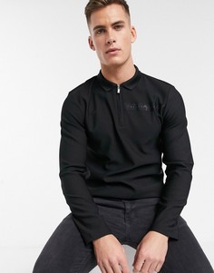 Поло черного цвета с длинными рукавами и лентой River Island-Черный