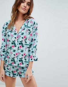 Пижамный комплект с шортами с принтом фламинго ASOS DESIGN-Мульти