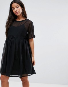 Свободное платье мини ASOS Maternity TALL-Черный