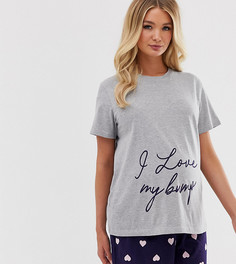 Пижама из топа с надписью \"love bump\" и шортов эксклюзивно для ASOS DESIGN Maternity-Мульти