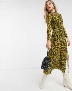 Платье миди с желтым принтом Topshop-Желтый
