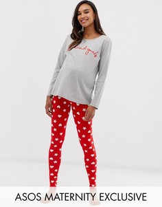 Пижама с леггинсами и принтом \"weekend goals\" ASOS DESIGN Maternity-Мульти