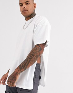 Белая длинная oversize-футболка с разрезами по бокам ASOS DESIGN-Белый