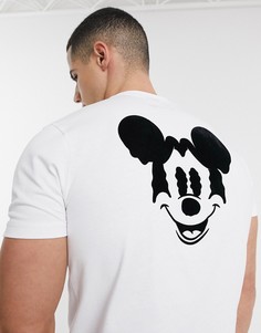 Длинная фактурная футболка с набивкой флок на принте ASOS DESIGN Disney-Белый