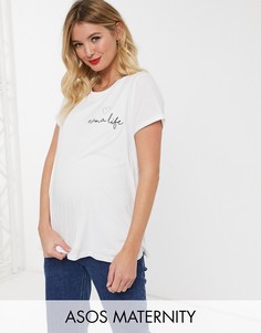 Футболка для кормления с надписью \"mama\" ASOS DESIGN Maternity-Белый