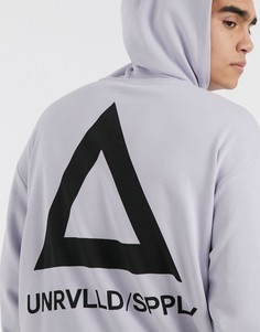 Oversize-худи фиолетового цвета с принтом на спине ASOS DESIGN-Фиолетовый