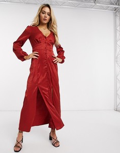 Красное атласное платье макси Miss Selfridge-Красный