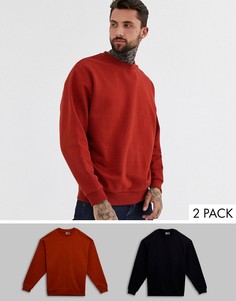 Набор из 2 свободных свитшотов черного и красного цвета ASOS DESIGN-Мульти