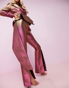 Двухцветные расклешенные брюки ASOS DESIGN-Розовый