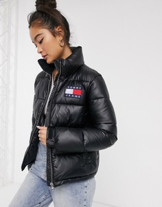 Пуховик с логотипом Tommy Jeans-Черный