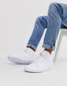 Белые кроссовки средней высоты Nike Air Jordan 1-Белый