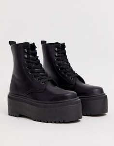 Черные ботинки на массивной подошве со шнуровкой ASOS DESIGN-Черный