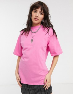 Розовая футболка с круглым вырезом Bershka-Розовый