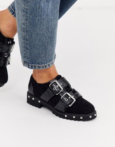 Черные туфли на массивной подошве с пряжками ASOS DESIGN-Черный
