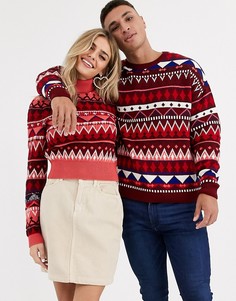 Красный джемпер с узором Фэйр-Айл ASOS DESIGN